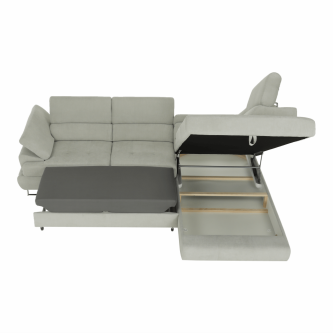 Colţar extensibil, material textil gri deschis, model dreapta, BUTON R