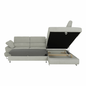 Colţar extensibil, material textil gri deschis, model dreapta, BUTON R