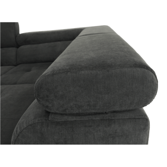 Colţar, piele ecologică gri-maro, model dreapta, BUTON P