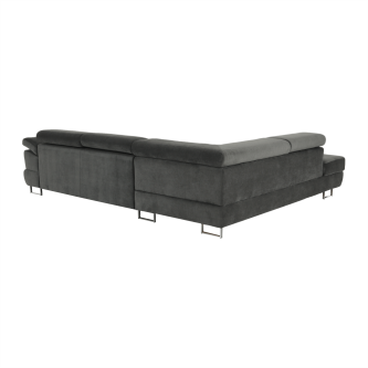 Colţar, piele ecologică gri-maro, model dreapta, BUTON P
