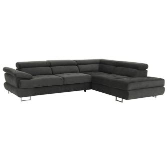 Colţar, piele ecologică gri-maro, model dreapta, BUTON P