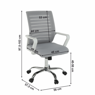 Scaun birou, alb/gri, CAGE