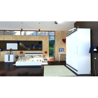 Dormitor Verona Alb/Gri cu pat 160x200 cm