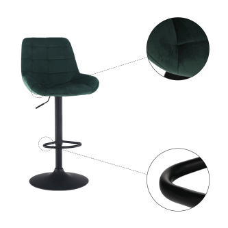 Scaun de bar, material textil Velvet verde închis, CHIRO