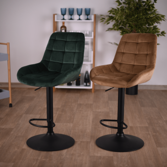 Scaun de bar, material textil Velvet verde închis, CHIRO