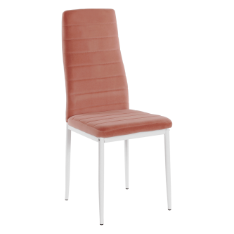 Scaun, ţesătură de catifea roz / metal alb, Coleta Nova