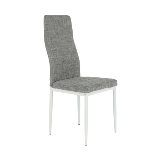 Scaun, textil gri deschis/metal alb, COLETA NOVA