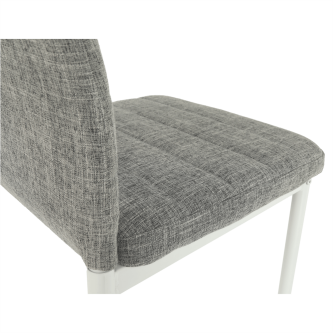 Scaun, textil gri deschis/metal alb, COLETA NOVA