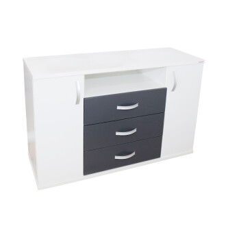 Dormitor Laguna cu pat 160x200 cu lada Alb cu Gri