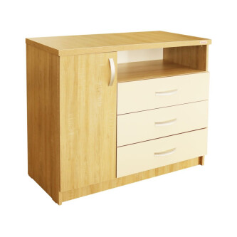 Dormitor Milano Sonoma cu Pat Tapitat Bej 140x200