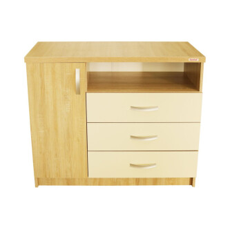 Dormitor Milano Sonoma cu Pat Tapitat Bej 140x200