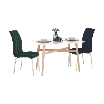 Masă dining, albă/natural, 120x80 cm, CYRUS 2 NEW