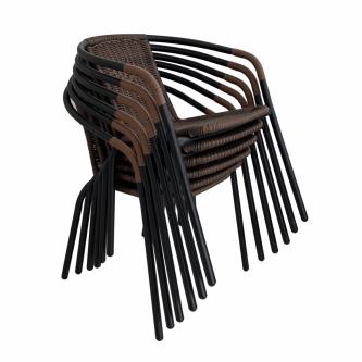 Scaun stivuibil, răchită sintetică maro/metal negru, DOREN