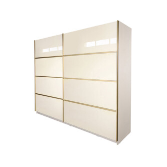 Gold Dulap 2500 Crem cu usi MDF Lucios + 2 Comode