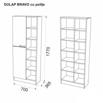 Dulap BRAVO cu polite SONOMA INCHIS, 177x70 cm