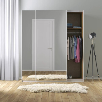 Dulap cu usi glisante KiYDOO Landhaus III, Alb alpin - 181 x 210 cm