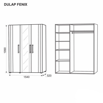 Dulap FENIX NUC, latime 154 cm