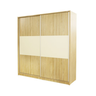 Dormitor Milano Sonoma cu Pat Tapitat Bej 140x200