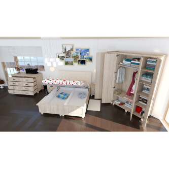 Dormitor Dynasty Sonoma cu pat 160x200 cm