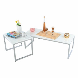 Set 2 măsuţe de cafea, alb extra lucios, ENISOL TYP 2