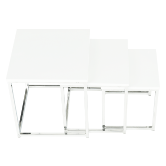 Set 3 măsuţe de cafea, alb extra lucios, ENISOL TYP 3