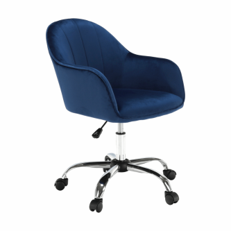 Scaun de birou, material textil din catifea albastru / crom, EROL