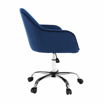 Scaun de birou, material textil din catifea albastru / crom, EROL
