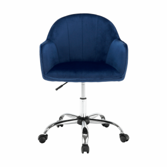 Scaun de birou, material textil din catifea albastru / crom, EROL