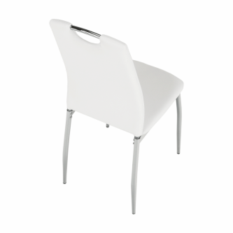 Scaun dining, piele ecologică albă/crom, ERVINA