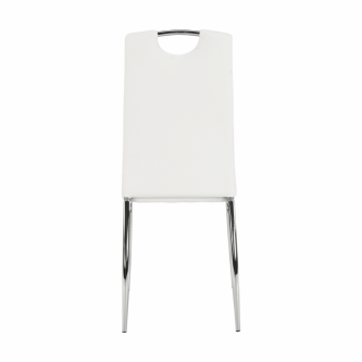 Scaun dining, piele ecologică albă/crom, ERVINA