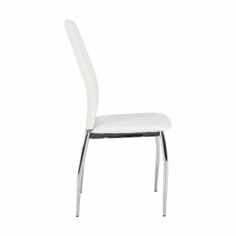 Scaun dining, piele ecologică albă/crom, ERVINA