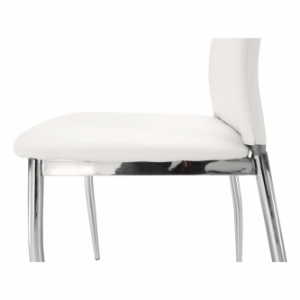 Scaun dining, piele ecologică albă/crom, ERVINA