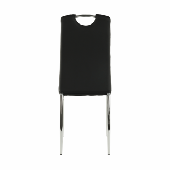 Scaun dining, piele ecologică neagră/crom, ERVINA