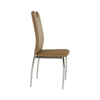 Scaun dining, piele ecologică bej/crom, ERVINA