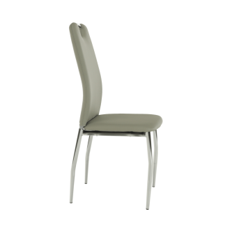 Scaun dining, piele ecologică gri/crom, ERVINA