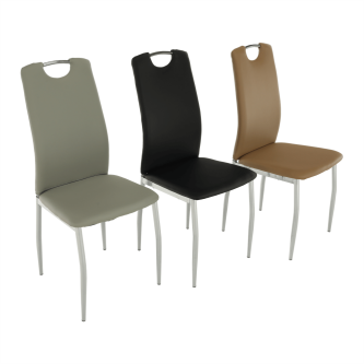 Scaun dining, piele ecologică gri/crom, ERVINA