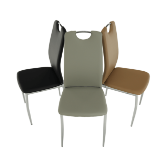 Scaun dining, piele ecologică gri/crom, ERVINA
