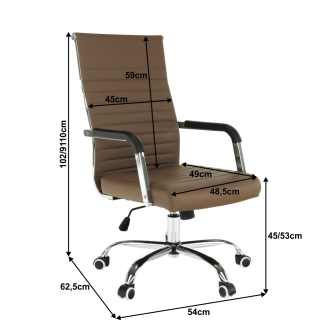 Scaun de birou, piele eco/metal, taupe/crom, FARAN