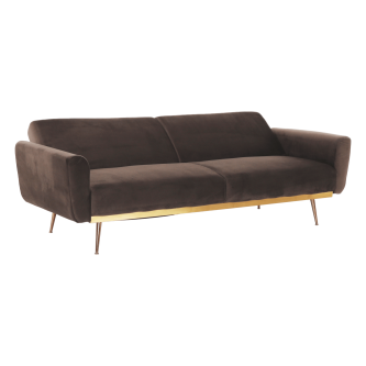 Canapea extensibilă, material textil Velvet maro, FASTA