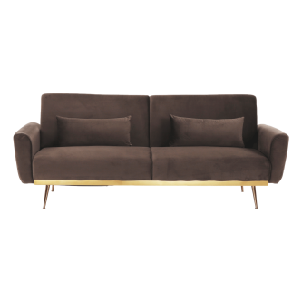 Canapea extensibilă, material textil Velvet maro, FASTA
