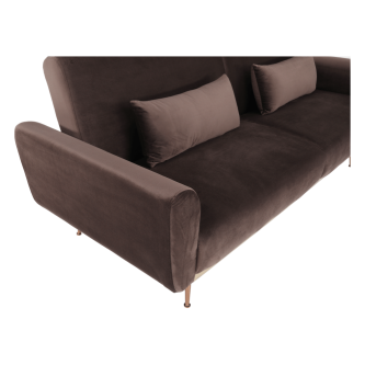 Canapea extensibilă, material textil Velvet maro, FASTA