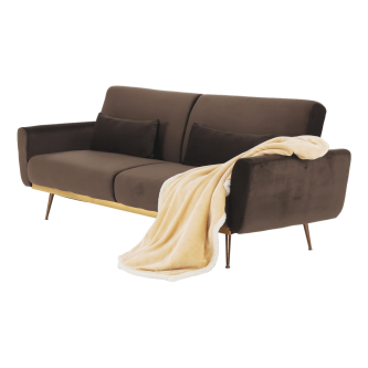 Canapea extensibilă, material textil Velvet maro, FASTA