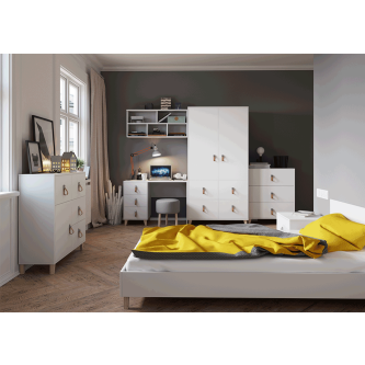 Comodă, albă, muchii ABS, FIERA 4S1D