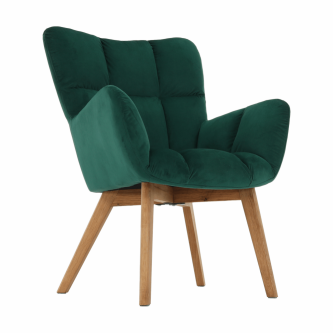 Fotoliu de design, catifea Velvet smarald/stejar, KOMODO
