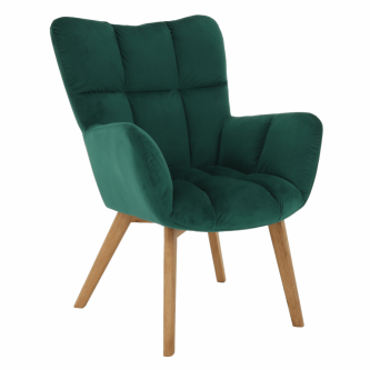 Fotoliu de design, catifea Velvet smarald/stejar, KOMODO