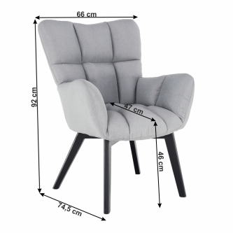 Fotoliu de design, gri/negru, FONDAR