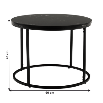 Măsuţă de cafea, marmură neagră / metal negru, GAGIN