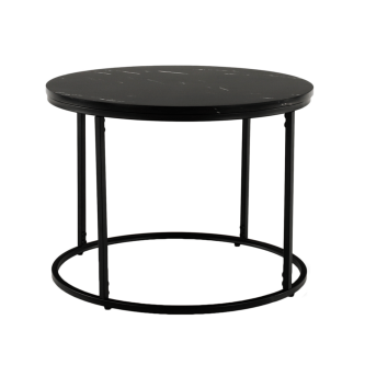 Măsuţă de cafea, marmură neagră / metal negru, GAGIN