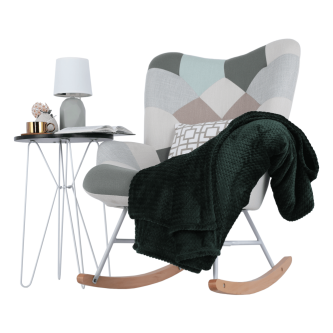 Fotoliu balansoar, patchwork verde-alb/alb/fag, GERON