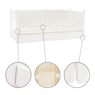 Pat cu pat suplimentar, lemn de pin, alb, 90x200, GLAMIS